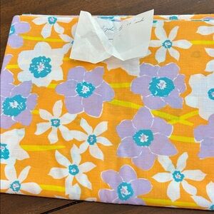 Vintage Floral Fabric with Orange and Purple Design